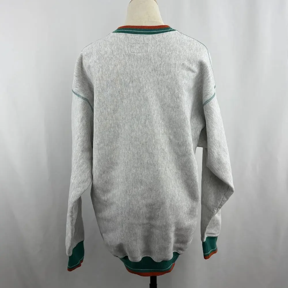 Vintage 90s Miami Dolphins Crewneck Sweatshirt Sz XL Gray Palm Legends Athletic - Picture 4 of 7
